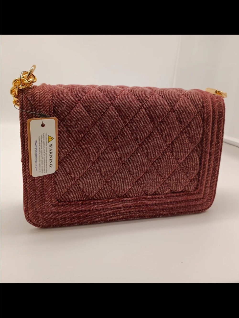 & Other Stories Quilted Mauve-Pink Shoulder Bag with Gold Chain